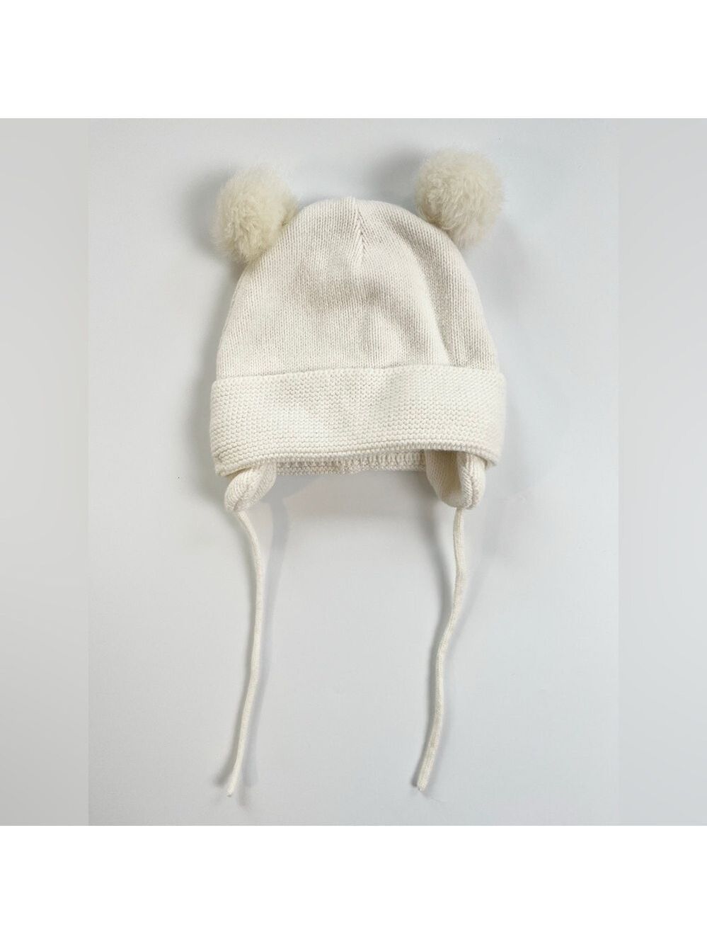 H&M Cream Kids Hat with Pom Poms